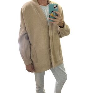 VNTG Alpaca Fiber Cooperative‎ Cardigan Women's XL Beige, Pockets, Quiet Luxury